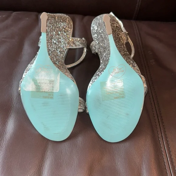 Silver Glitter Wedge Sandals, Betsy Johnson, Size 6.5 - Picture 7 of 7